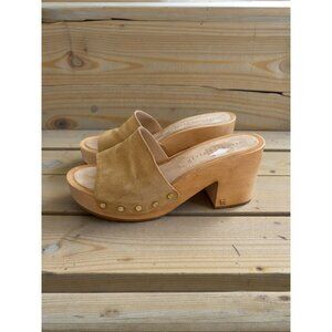 VERONICA BEARD Hannalee Tan Suede Clog Sandals Size 9
